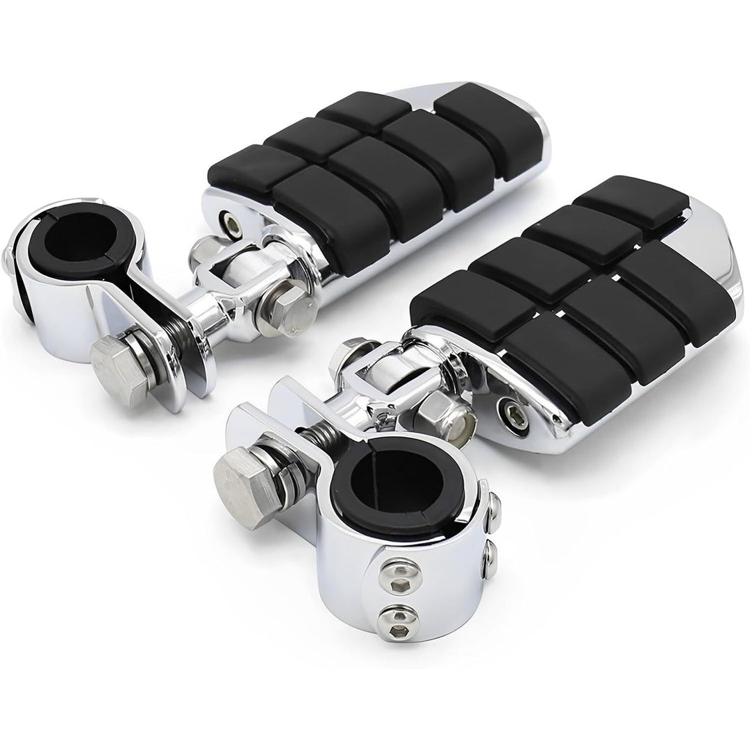 Motorcycle Highway Pegs Footrest with Mount Clamp Kit Fit for Harley Touring Road Glide Street Glide Electra Glide Road King Yamaha Suzuki Kawasaki (Chrome)