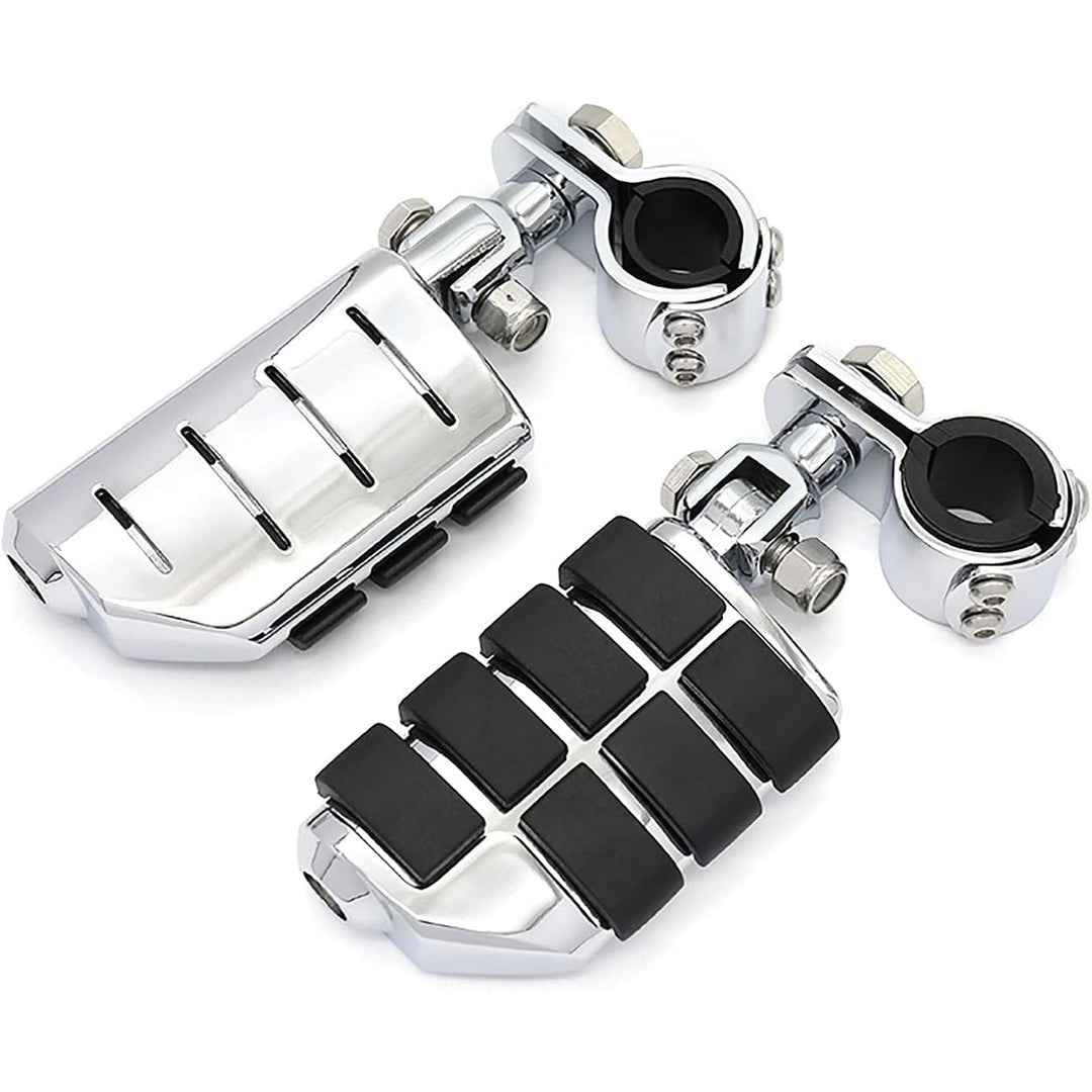 Motorcycle Highway Pegs Footrest with Mount Clamp Kit Fit for Harley Touring Road Glide Street Glide Electra Glide Road King Yamaha Suzuki Kawasaki (Chrome)