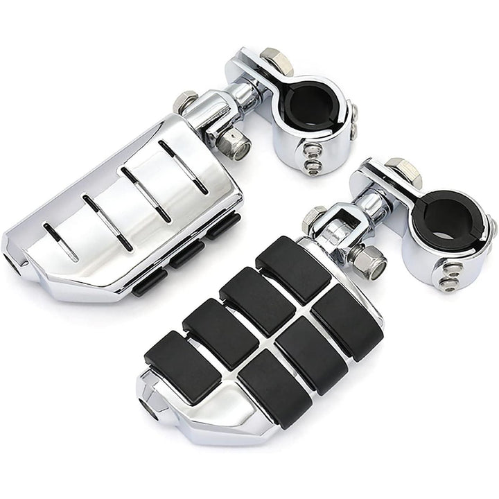 Motorcycle Highway Pegs Footrest with Mount Clamp Kit Fit for Harley Touring Road Glide Street Glide Electra Glide Road King Yamaha Suzuki Kawasaki (Chrome)