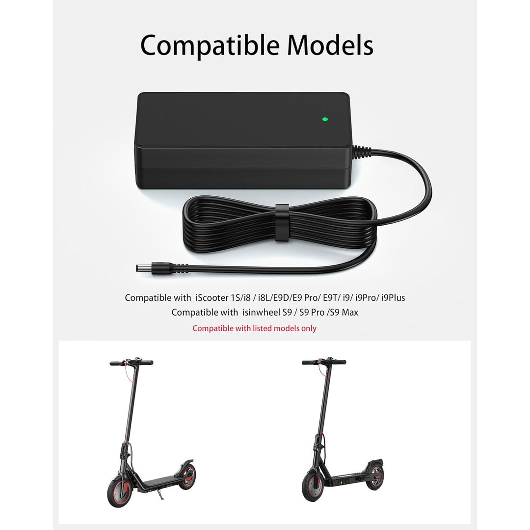42V 2A Charger for iScooter i9, i9 Pro, i8, i8L, 1S Electric Scooter Charger Compatible with isinwheel S9/S9 Pro/S9 Max (Fits 36V Lithium Battery Scooters)