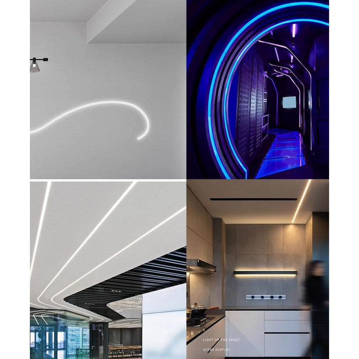 16.4ft/5m Silicone Soft LED Channel System, Flexible U Shape Tube LED Light Strips Silicone Cover for Living Room, Kitchen, Patio and Other Outdoor Ambient Decor, No Light Strip (10 x 10mm)
