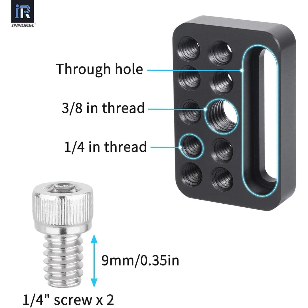 CP03 2PCS Mini Multi-Functional Cheese Plate with 1/4" & 3/8" Threads, Porous Connection Quick Installation Board Used for Installing Cheese Board Camera Cage on Guide Rail Block