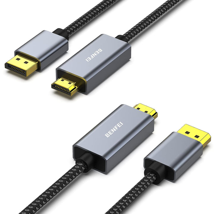 4K DisplayPort to HDMI 6 Feet Cable, 2 Pack Uni-Directional DP 1.2 Computer to HDMI 1.4 Screen (Male to Male) Compatible with HP, ThinkPad, AMD, NVIDIA