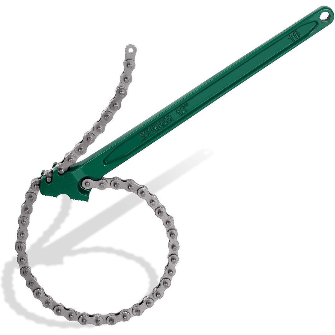 15 Inch Heavy Duty Ratcheting Chain Wrench, Fits 1.5" to 8" Adjustable Oil Filter Chain Wrench Pliers Remover Tool with Toothed Chain for Adjustable Removal Remover Tool