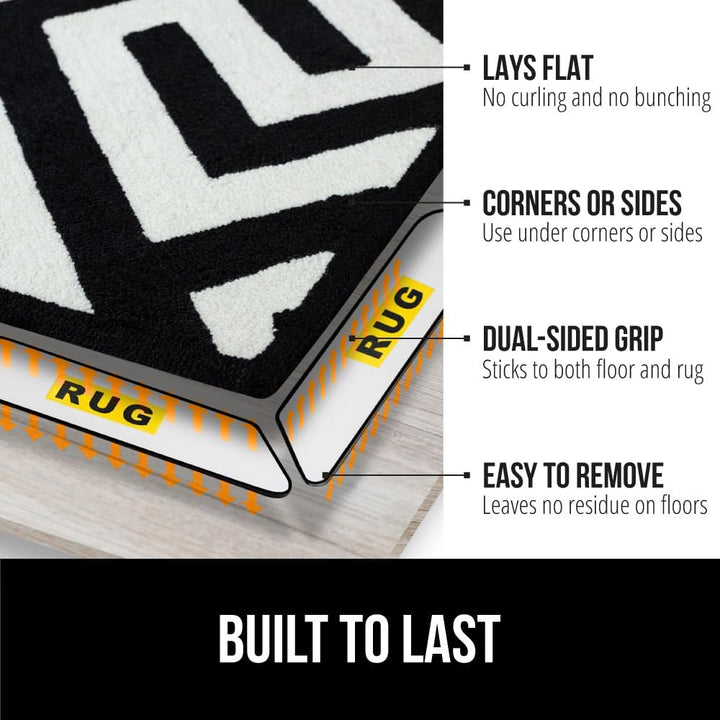 Rug Gripper Pads 16 Pack, Keep Area Rugs Corners from Curling and Bunching, Reusable Dual-Sided Flexible Sticky Pad Grips Floor and Holds Carpet in Place on Hardwood Floors