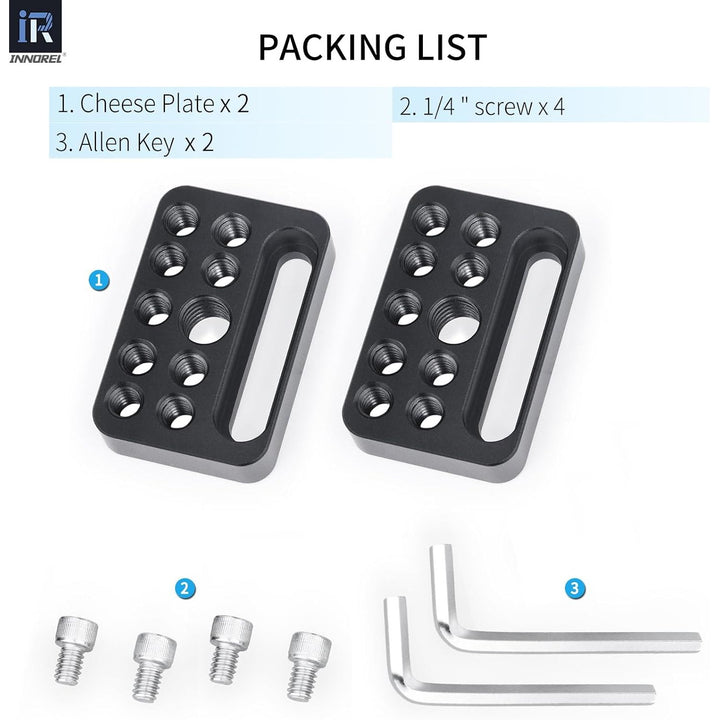CP03 2PCS Mini Multi-Functional Cheese Plate with 1/4" & 3/8" Threads, Porous Connection Quick Installation Board Used for Installing Cheese Board Camera Cage on Guide Rail Block