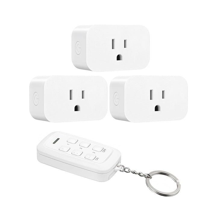 Indoor Remote Control Outlet, Wireless Remote Outlets Switch, No Interference, 15A/1875W, 100FT RF Range, Compact Light Switch for Lamp, Fan, Christmas Decor, 3 Outlets