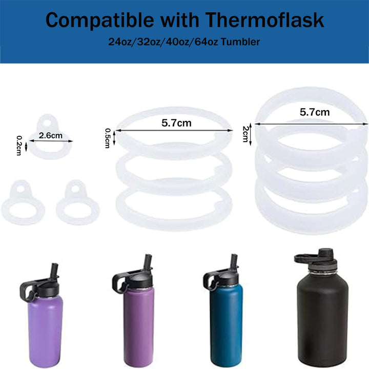 9Pcs Water Bottle Gasket Replacement, 3 Styles Thermoflask Washers, Silicone Sealing Rings Gaskets, Water Bottle Accessories, Airtight Silicone Gaskets for 40oz Bottle Straw Lid Chug Cap & Spout Parts