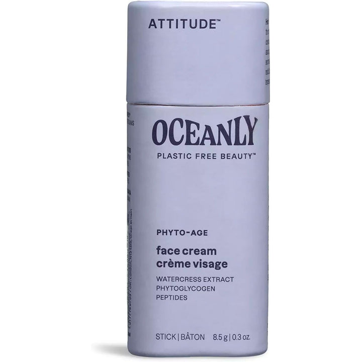ATTITUDE Oceanly Face Cream Stick, EWG Verified, Plastic-free, Plant & Mineral-Based Ingredients, Vegan Beauty Products, PHYTO AGE, Unscented, 8.5G