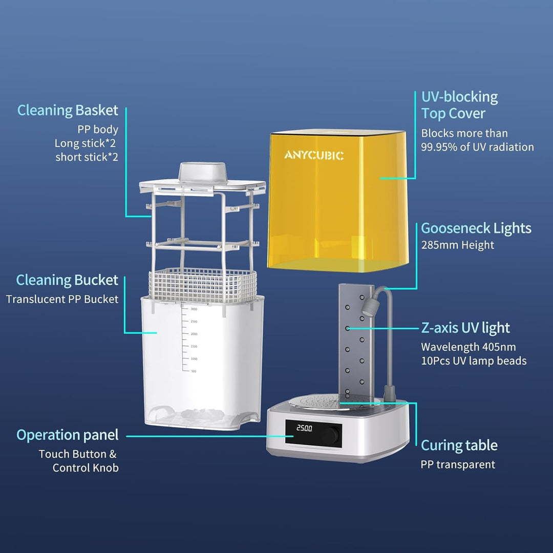 ANYCUBIC Wash and Cure Station, Larger Volume 2 in 1 Wash and Cure 3.0 Machine for LCD SLA DLP 3D Printer Models