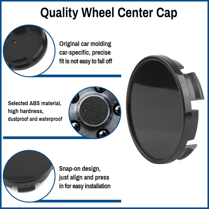 4PCS 63mm 2.48in Wheel Center caps Compatible with RAM Pickup Dakota Avenger 1500 2003-2016 2008-2010 2008-2014 Black OD:63MM ID:58.4MM