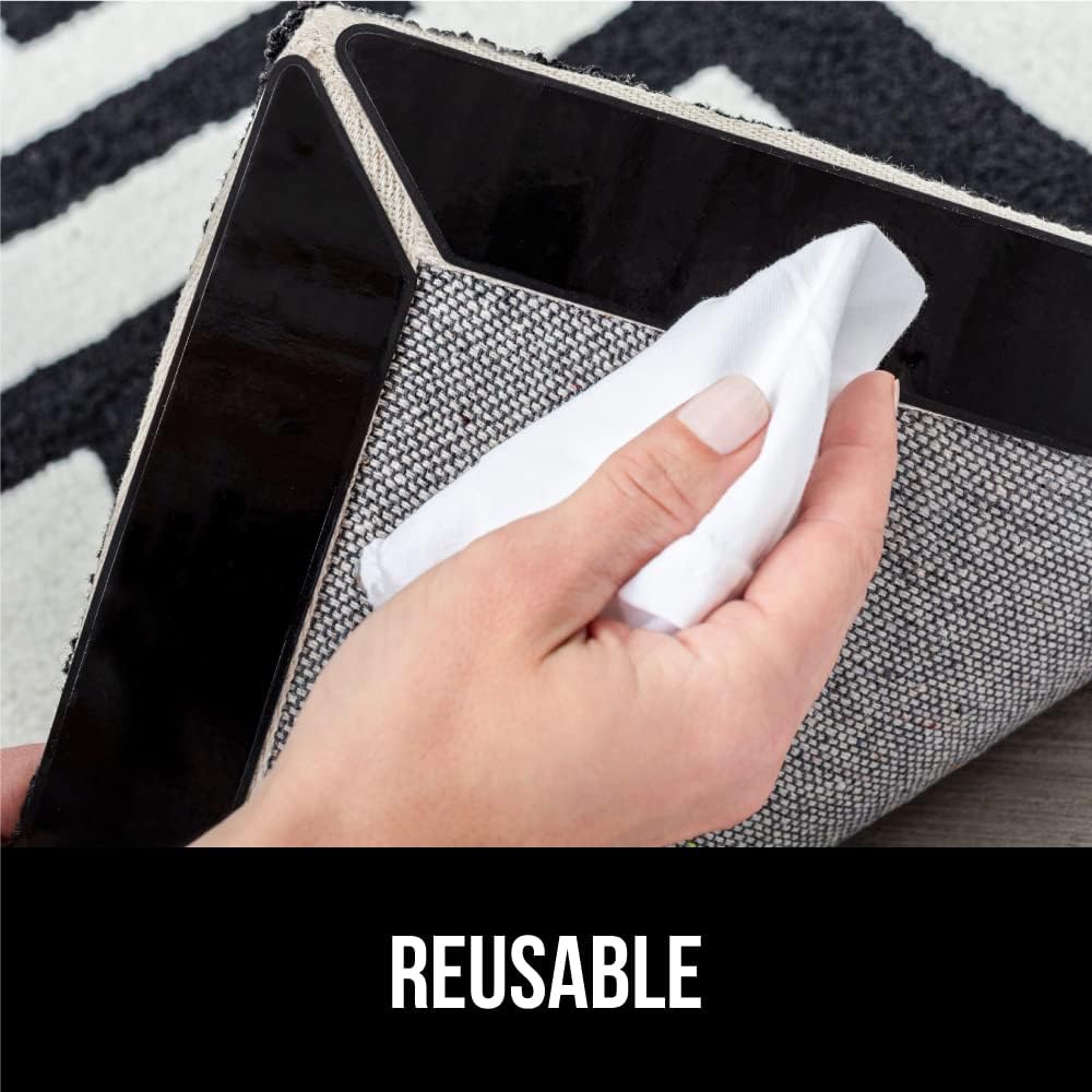 Rug Gripper Pads 16 Pack, Keep Area Rugs Corners from Curling and Bunching, Reusable Dual-Sided Flexible Sticky Pad Grips Floor and Holds Carpet in Place on Hardwood Floors