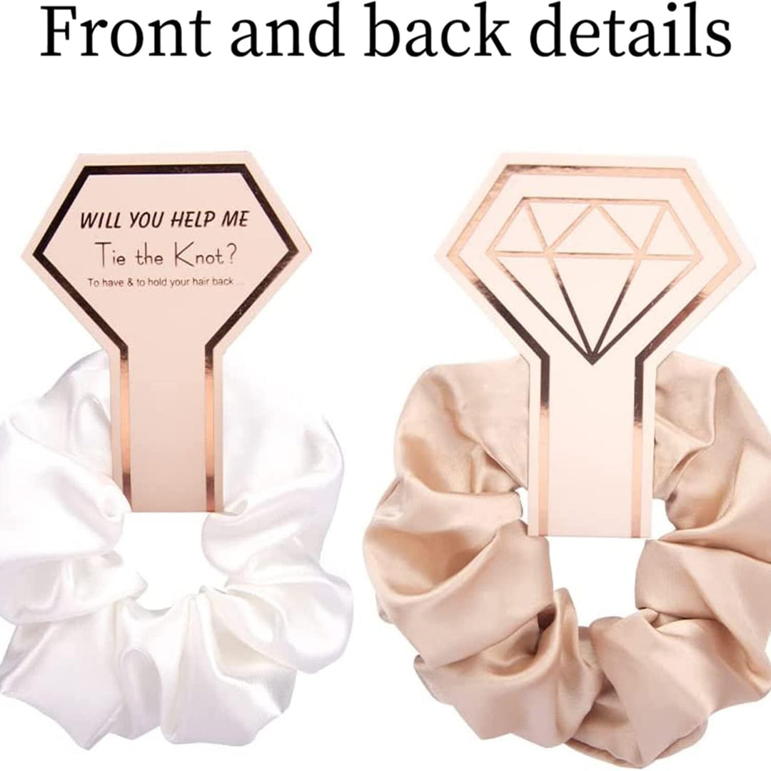 7Pcs Bridesmaid Scrunchies, Satin Bridesmaid Proposal Gifts Hair Band Set, Bachelorette Party Elastics Hair Ties, Hair Ponytail Holders for Bridal Shower Gifts, Wedding Favors