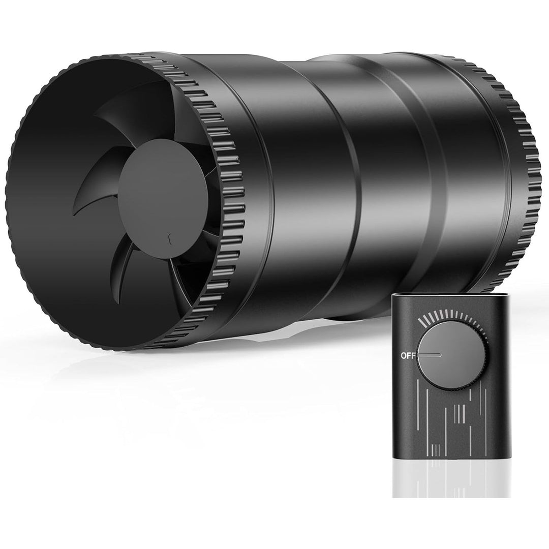 4 Inch Inline Duct Fan with Upgrade Controller - 130 CFM Airflow with 6W Ultra-Low Power and Low Noise