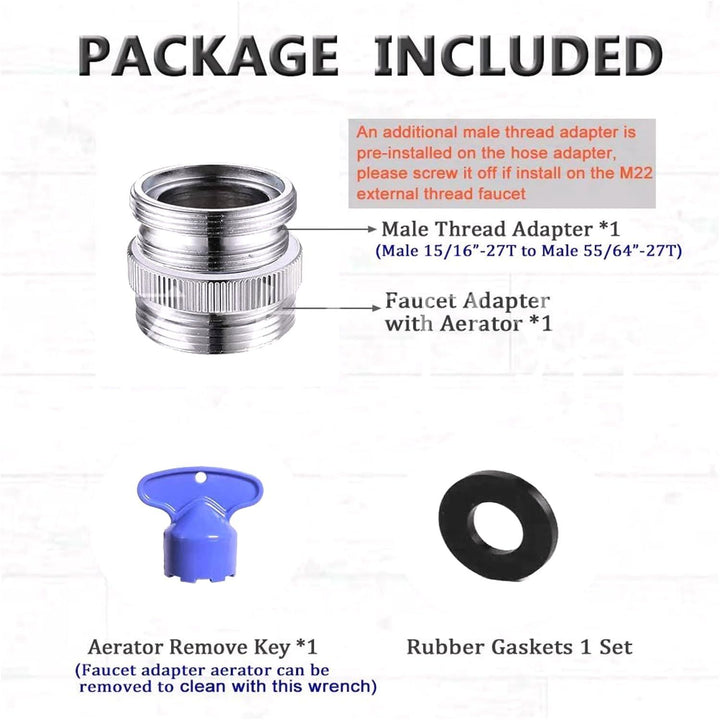 Faucet Adapter with Aerator, 3/4 Inch Garden Hose Connector, Kitchen Brass Faucet to Garden Hose Adapter