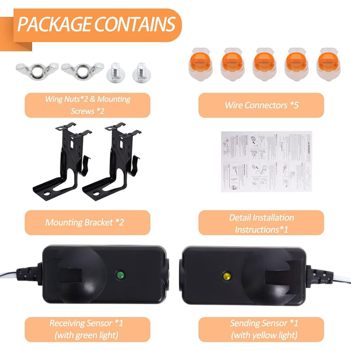 Garage Door Sensor Compatible with Lift master Chamberlain Sears Craftsman Garage Door Opener Made After 1997, 41A5034 G801CB-P Garage Door Safety Sensor Kit with 2 Mounting Brackets