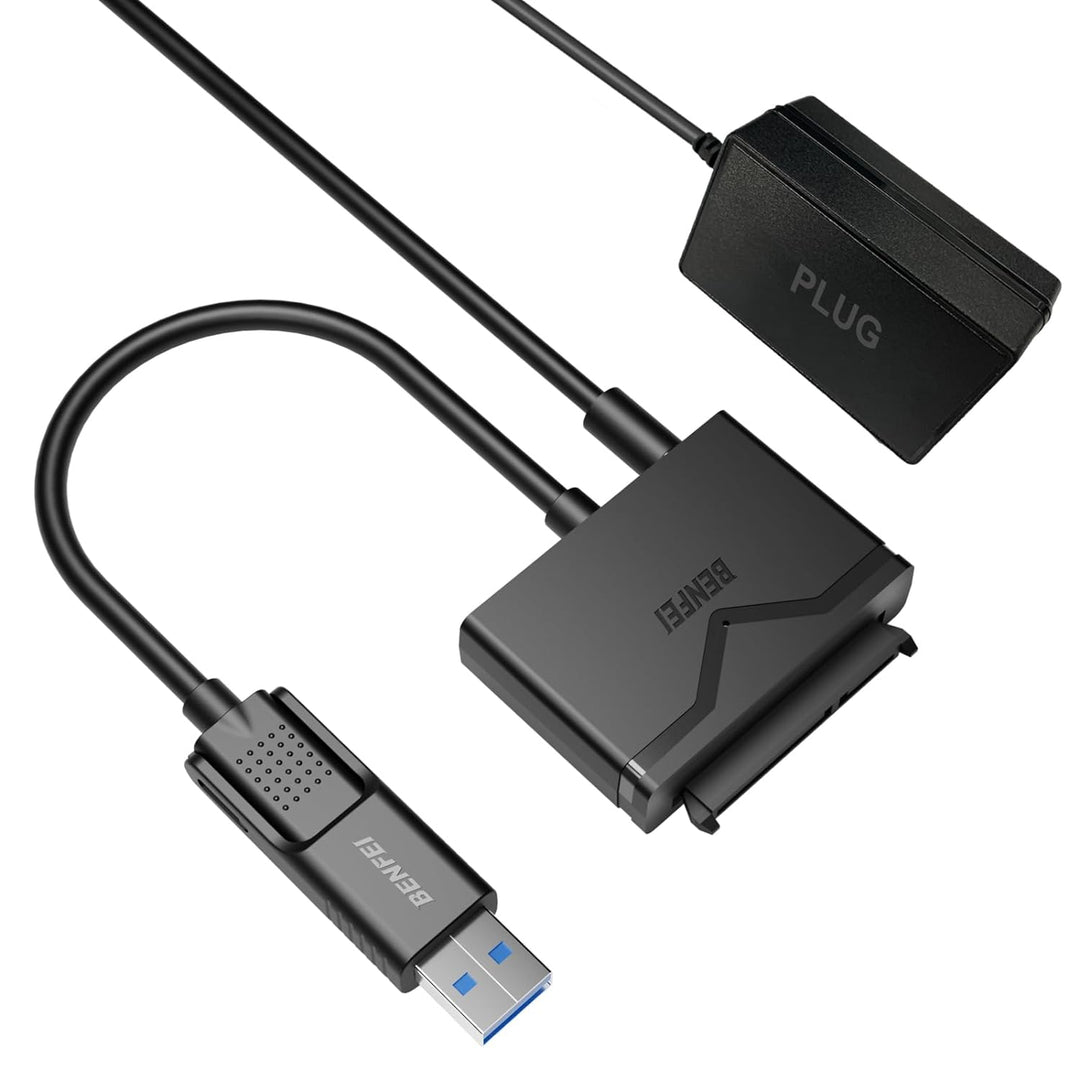 SATA to USB 3.0 Cable, USB 3.0 to SATA III Hard Drive Adapter Compatible for 2.5 3.5 Inch HDD/SSD Hard Drive Disk with 12V/2A Power Adapter, Support UASP