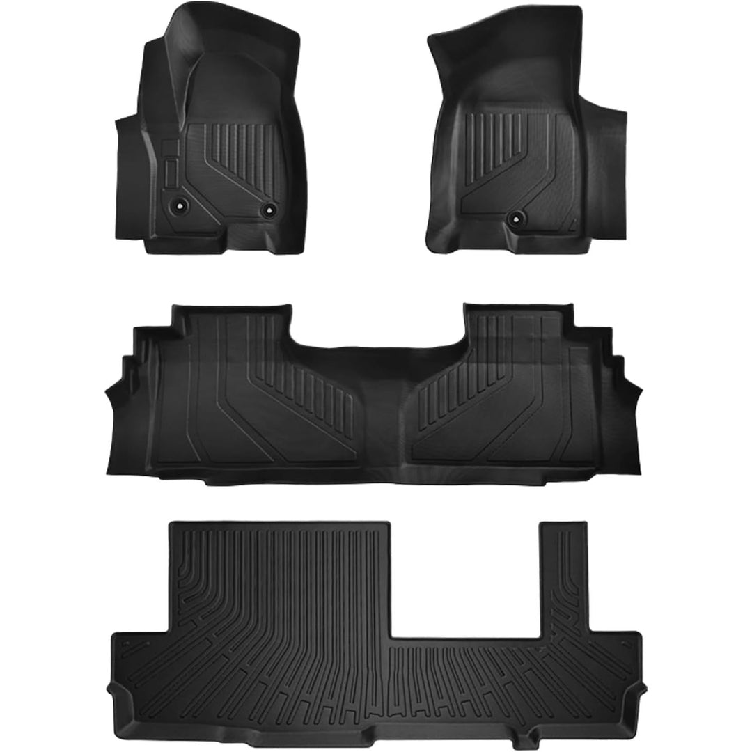 Floor Mats for Chevy Chevrolet Suburban/GMC Yukon XL 2024-2021 Floor Mats & Cargo Liner with Backrest Mat Full Set All Weather Protection TPE for Suburban Accessories (8seat)