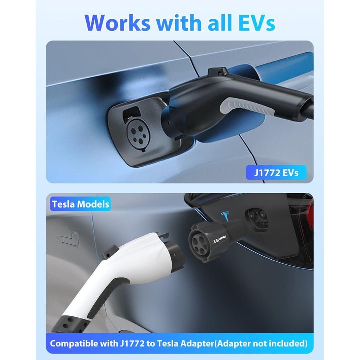 J1772 Extension Cable, EV Charger Extension Cord 50A 21FT Charging Cable for Electric Vehicle 110V-240V Compatible for All SAE J1772 Chargers (50A - 21FT)