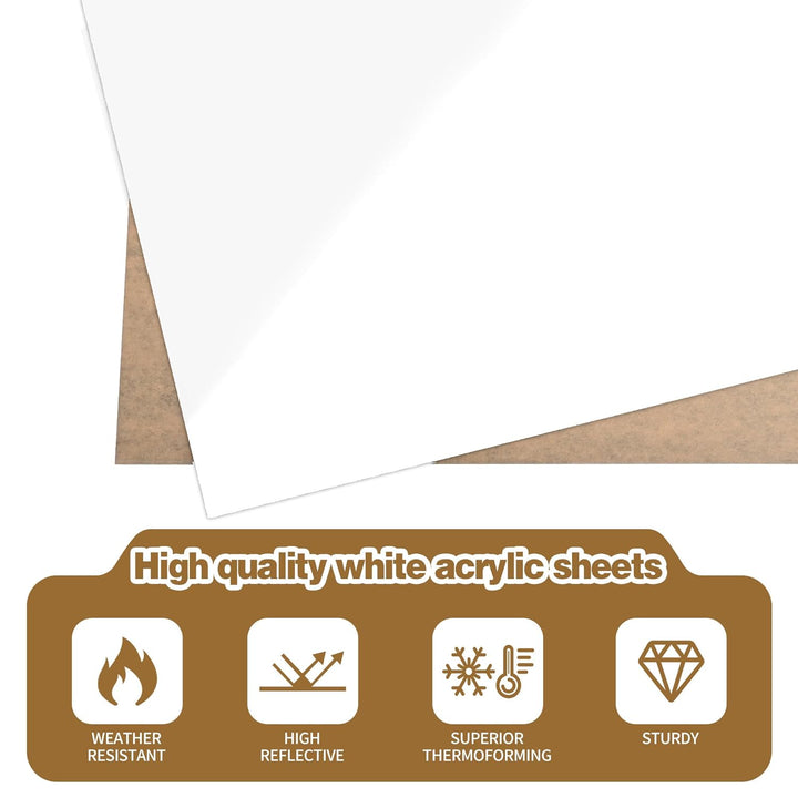 12 x 16 White Acrylic Sheets 1/8 inch Thick 3mm 2 Pack White Plexiglass Sheet,for Sign,Craft,Painting,Laser Cutting,DIY Display Projects (2, white, 12 x 16 x 1/8)
