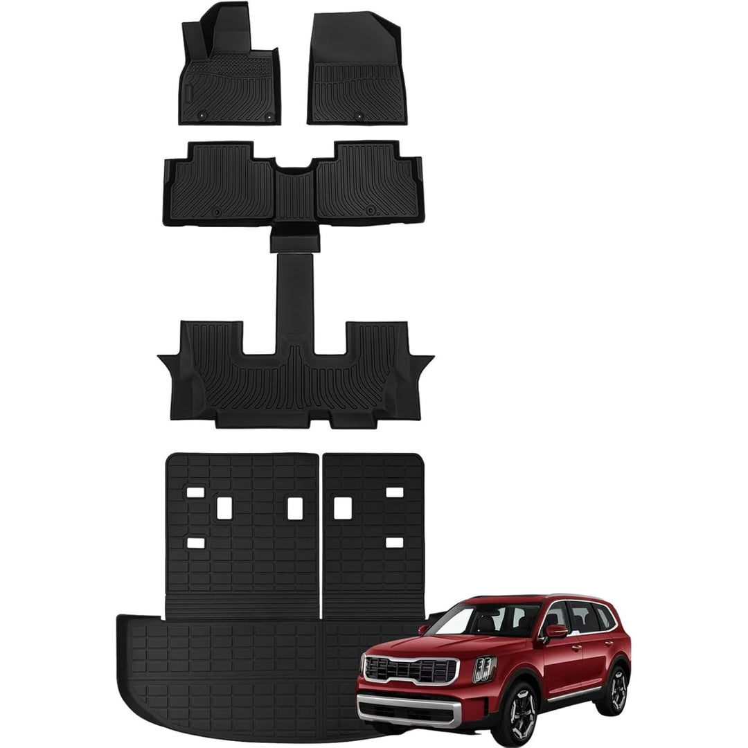 KIA Telluride 2020-2023 2024 2025 Floor Mats & Cargo Liner with Backrest Mat Full Set All Weather Protection TPE for KIA Telluride Accessories Quality Waterproof Heavy Duty car mat