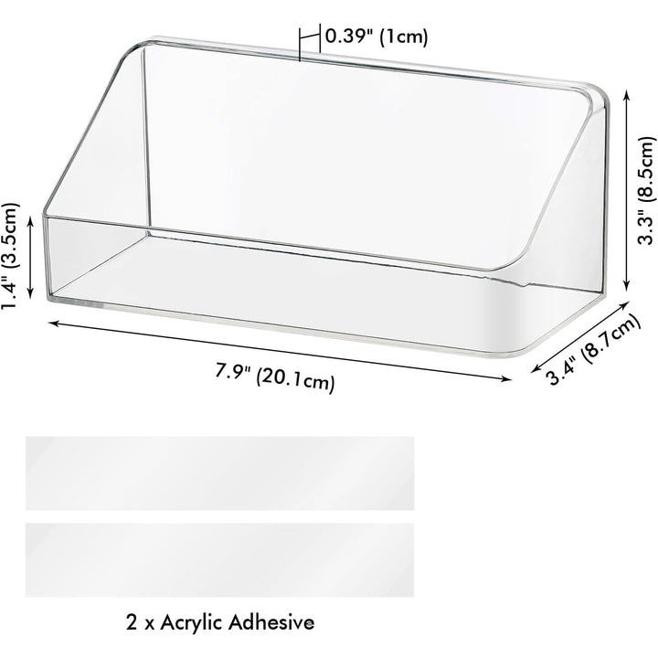Wall Mounted Storage Organizer, No Drilling Bathroom Shelf, Clear Storage Box for Bathroom, Bedroom, Mirror Cabinets (Transparent)