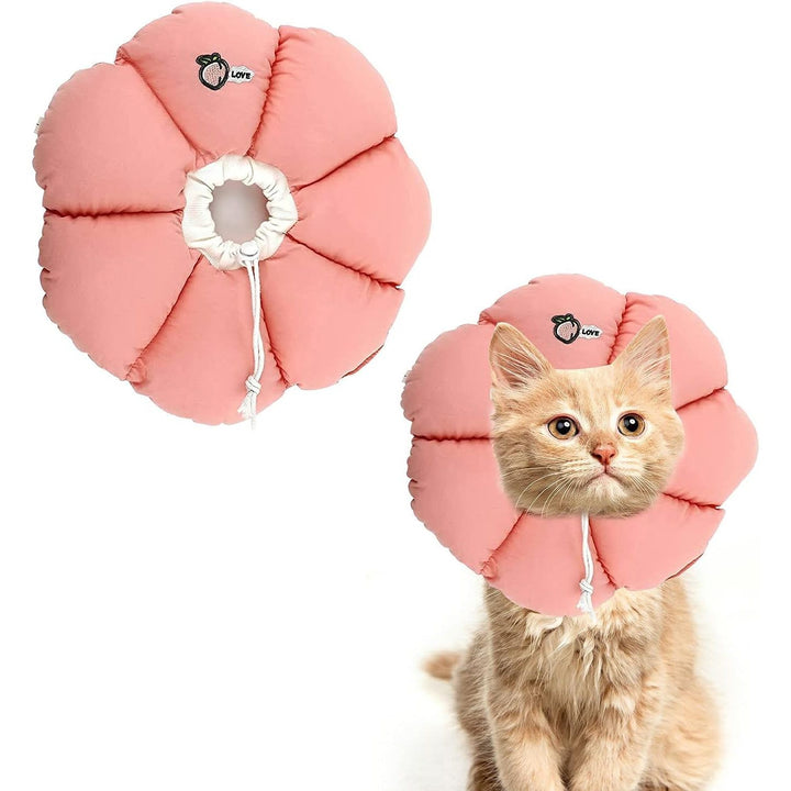 Soft Cat Recovery Collar, Comfy Head Wound Healing Protective Collar for Cat Recovery After Surgery, Adjustable Cute Neck Cone for Cats, Kitten and Puppies(Pink FlowersXL)
