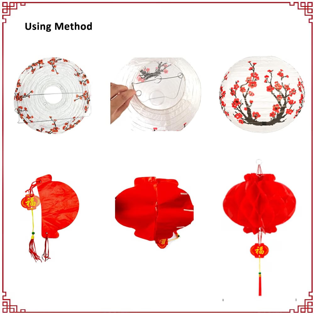 26Pack Chinese Japanese Paper Lanterns Red Cherry Blossom Hanging Paper Lantern Decoration, 30cm 20cm Hanging Lanterns for Asian Birthday Hibachi Wedding Baby Shower Party Lunar New Year Decor