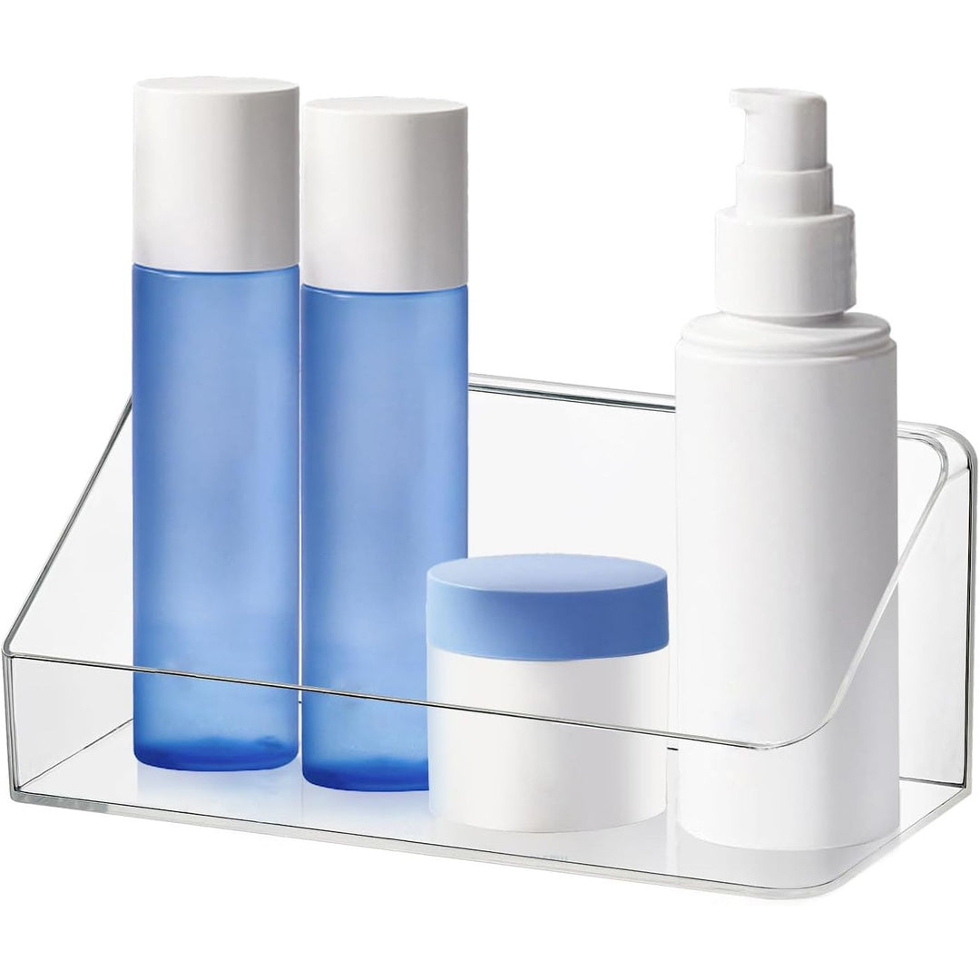 Wall Mounted Storage Organizer, No Drilling Bathroom Shelf, Clear Storage Box for Bathroom, Bedroom, Mirror Cabinets (Transparent)