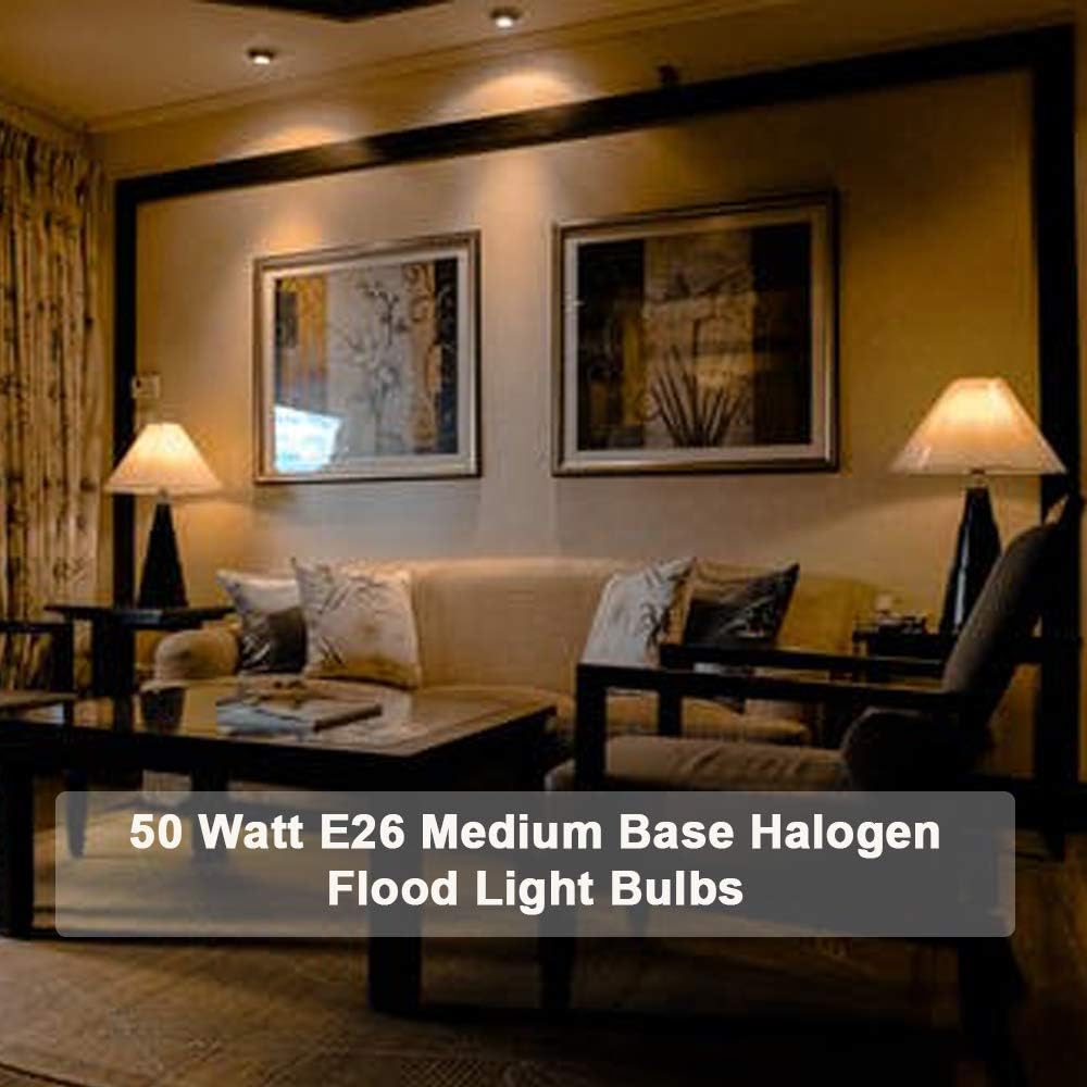 PAR20 50 Watt E26 Medium Base Halogen Flood Light Bulbs,Dimmable Bulbs for Range Hood Lights,Ceiling Fan,Table Light