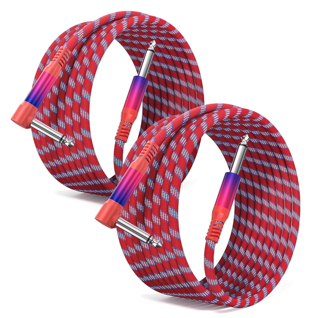 6.35mm TS Instrument Cable 4.5M/15FT 2Pack,Colorful Unbalanced Angle to Straight Electric Guitar Cord Accessories,Quarter Inch Male to Male Audio Line for Bass,AMP,Speaker,Stage - Just Closeouts Canada Inc.X004QHKA9P