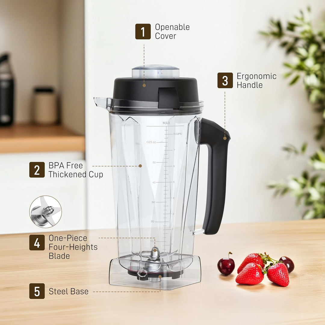64oz Blenders Container for Vitamix replacement Pitcher Container Jar Cup Food Processor Accessories Kit, Fit to Vitamix 5300 7500, Classic C/Commercial/Explorian series - Just Closeouts Canada Inc.
