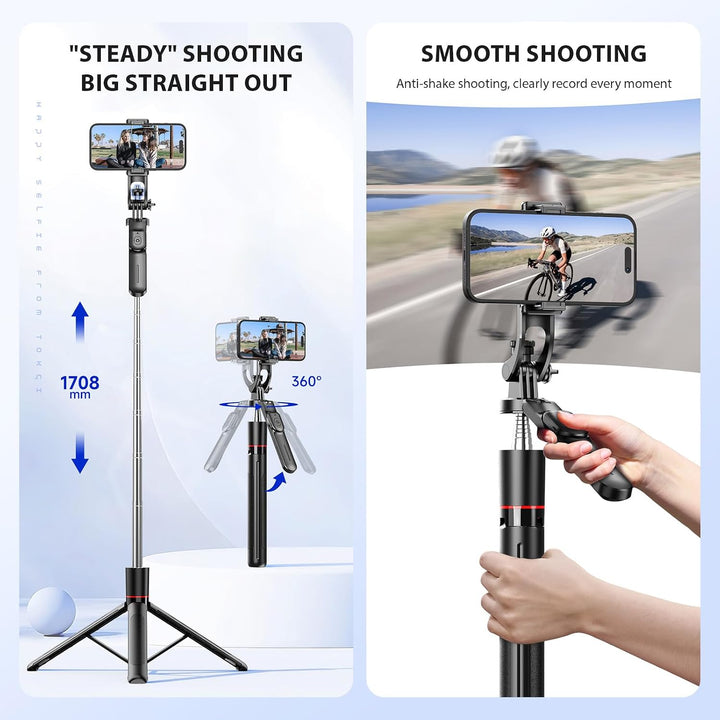 Extendable phone tripod with remote shutter, view 2