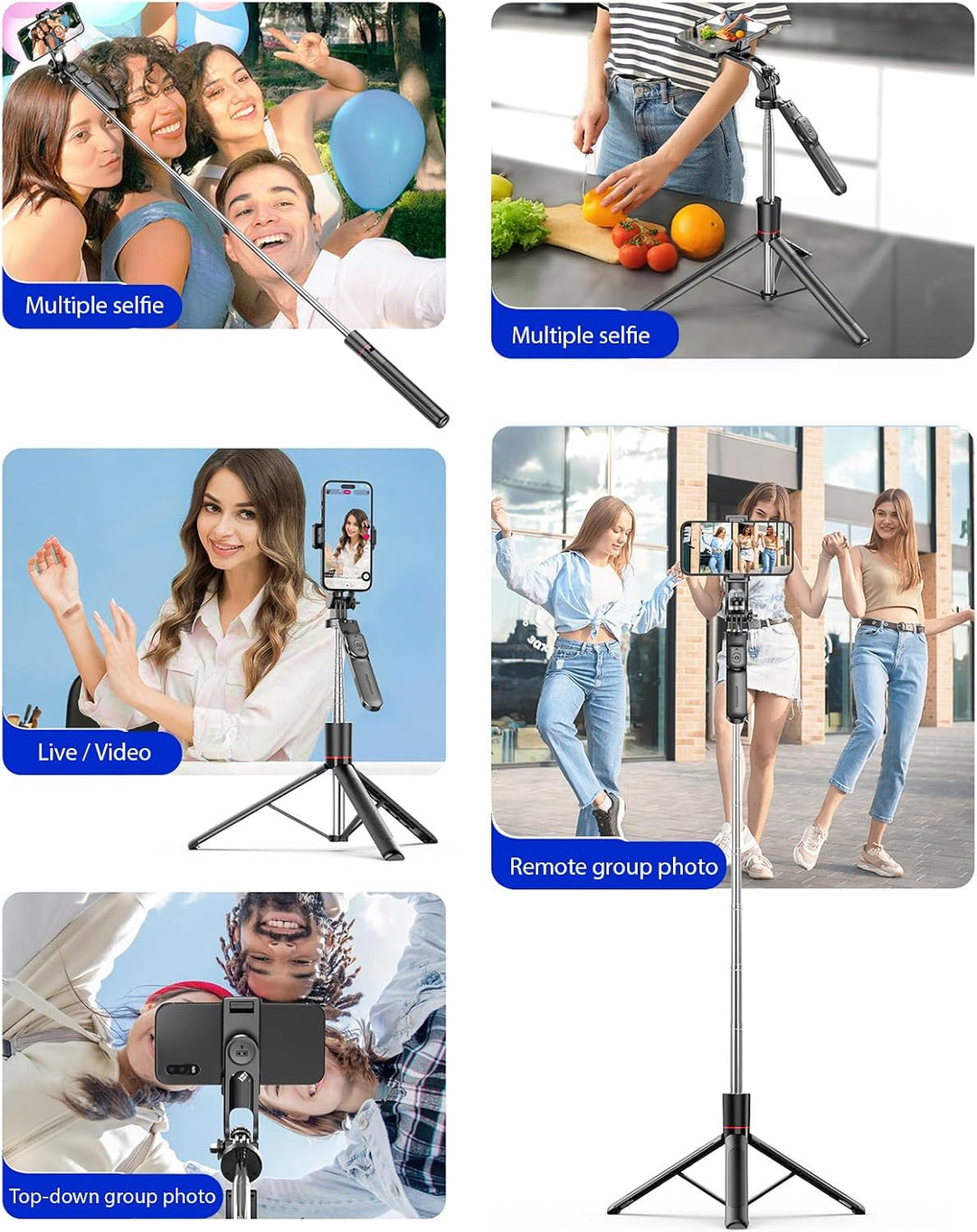 Extendable phone tripod with remote shutter, view 4