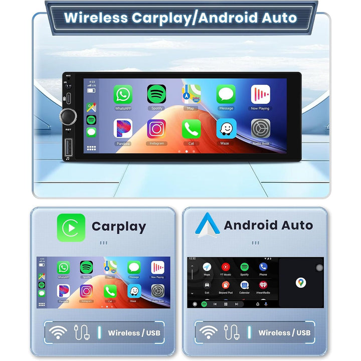 6.86-in Single-DIN Car Stereo with CarPlay, Android Auto & Camera - Just Closeouts Canada Inc.