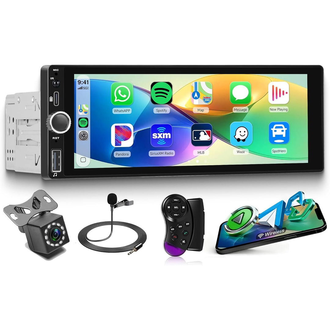 6.86-in Single-DIN Car Stereo with CarPlay, Android Auto & Camera - Just Closeouts Canada Inc.