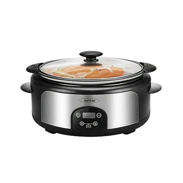 6QT Slow Cooker, Nonstick Oval Pot with Locking Lid, Delay Timer, 3 Temperature Modes, 8 Pre - Set Functions - YD009 - Just Closeouts Canada Inc.