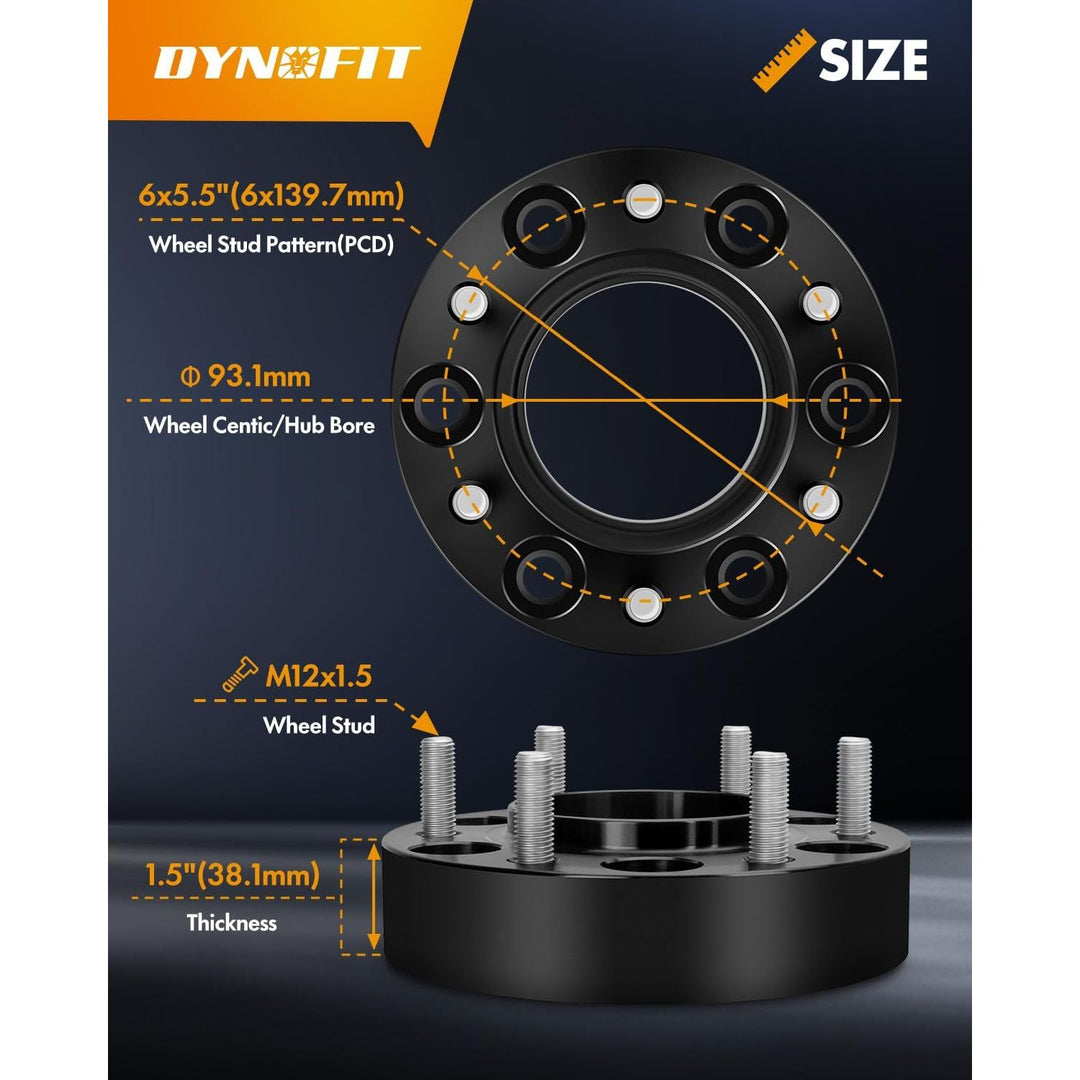 6x5.5 Hubcentric Wheel Spacer for 2019-2023 Ford Ranger xlt lariat raptor 2021-2023 Bronco(NOT Fit Bronco-Sport),4pcs 1.5 inch 6x139.7 Hub Bore 93.1mm Thread Pitch M12x1.5 6lug rim, black - Just Closeouts Canada Inc.X003CWSTZH