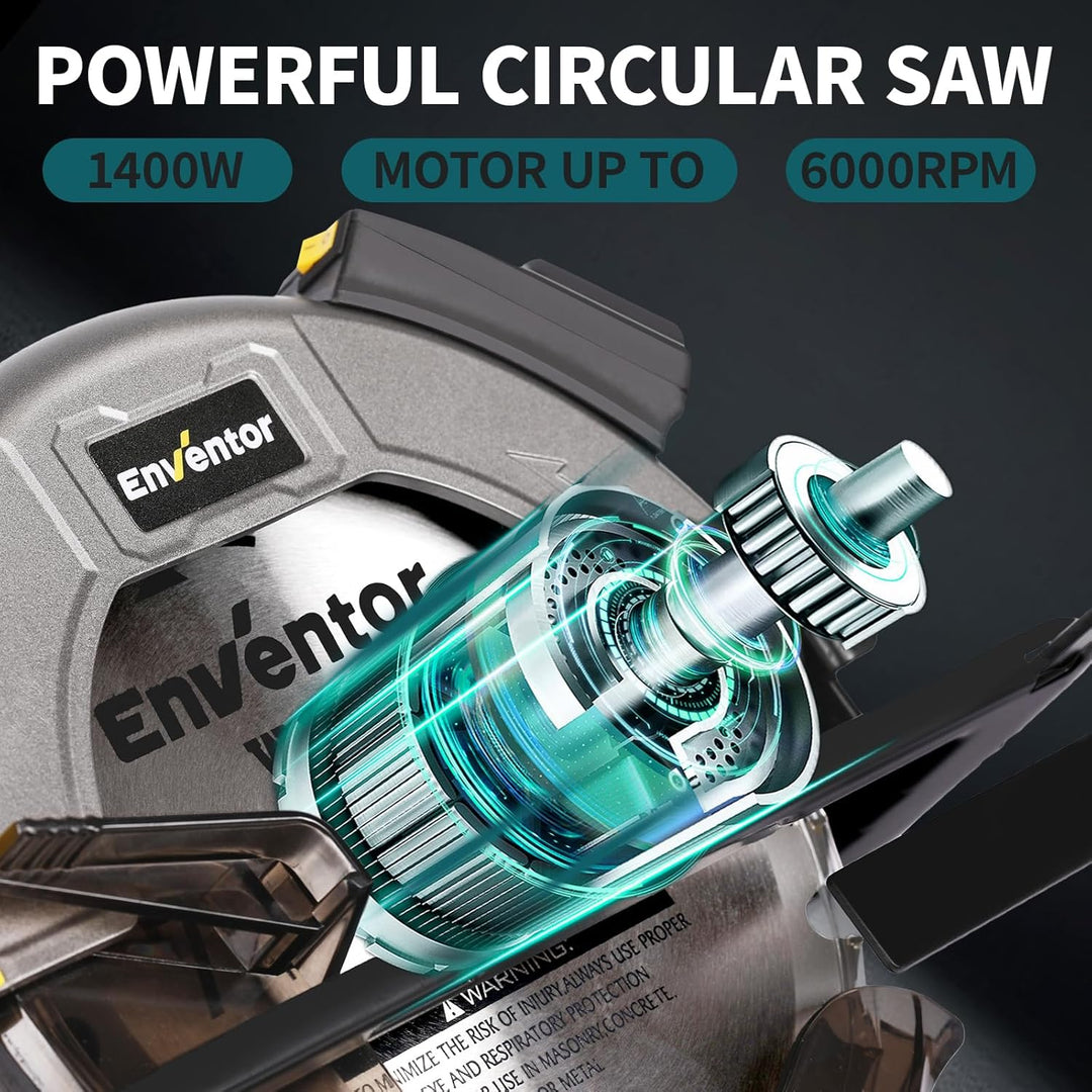 7 - 1/4" Circular Saw 185MM, 11A Pure Copper Motor Electric Circular Saws with Laser Guide, 2 Blade Saws (40T/24T), Adjust Cutting Angle from 0° to 90°, Single Handed Bevel, 5800RPM, Blue - Just Closeouts Canada Inc.