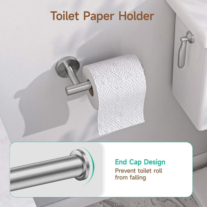 7 - Piece Bathroom Accessories Set, Black Towel Rack Towel Holder Towel Bar, Towel Racks for Bathroom SUS304 Stainless Steel, Bathroom Towel Holder Towel Rack Wall Mounted, Silver Towel Rack Bathroom - Just Closeouts Canada Inc.