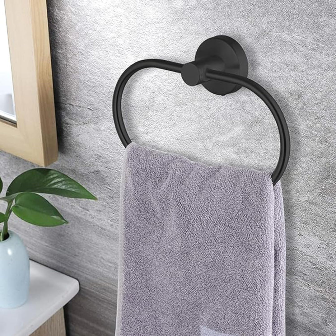 7 - Piece Bathroom Accessories Set, Black Towel Rack Towel Holder Towel Bar, Towel Racks for Bathroom SUS304 Stainless Steel, Bathroom Towel Holder Towel Rack Wall Mounted, Black - Just Closeouts Canada Inc.