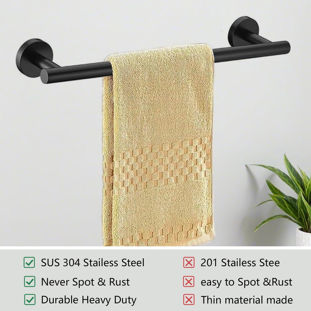 7 - Piece Bathroom Accessories Set, Black Towel Rack Towel Holder Towel Bar, Towel Racks for Bathroom SUS304 Stainless Steel, Bathroom Towel Holder Towel Rack Wall Mounted, Black - Just Closeouts Canada Inc.