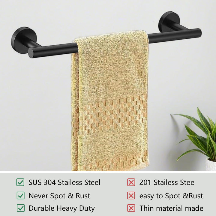 7 - Piece Bathroom Accessories Set, Black Towel Rack Towel Holder Towel Bar, Towel Racks for Bathroom SUS304 Stainless Steel, Bathroom Towel Holder Towel Rack Wall Mounted, Black - Just Closeouts Canada Inc.