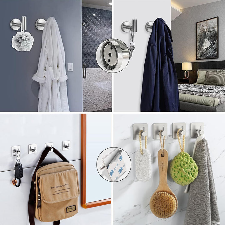 7 - Piece Bathroom Accessories Set, Black Towel Rack Towel Holder Towel Bar, Towel Racks for Bathroom SUS304 Stainless Steel, Bathroom Towel Holder Towel Rack Wall Mounted, Silver Towel Rack Bathroom - Just Closeouts Canada Inc.