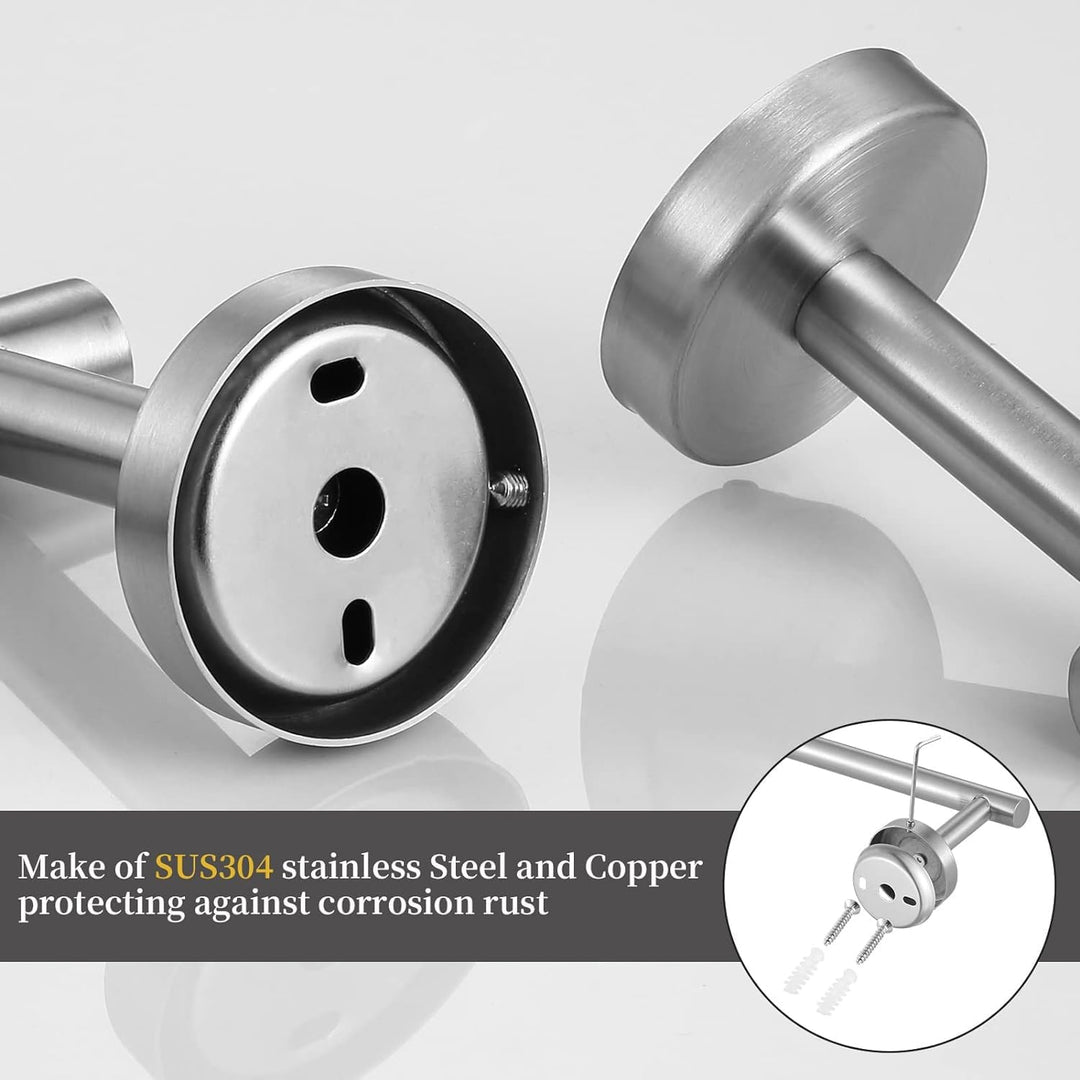 7 - Piece Bathroom Accessories Set, Black Towel Rack Towel Holder Towel Bar, Towel Racks for Bathroom SUS304 Stainless Steel, Bathroom Towel Holder Towel Rack Wall Mounted, Silver Towel Rack Bathroom - Just Closeouts Canada Inc.