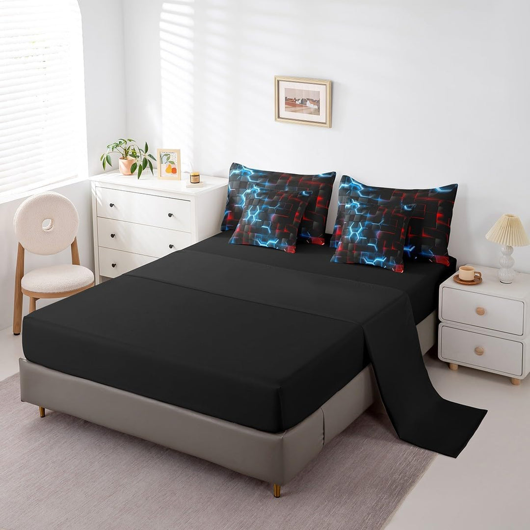 7-Piece Blue & Red Honeycomb Bedding Set - Queen - Just Closeouts Canada Inc.X004LTZ2SR