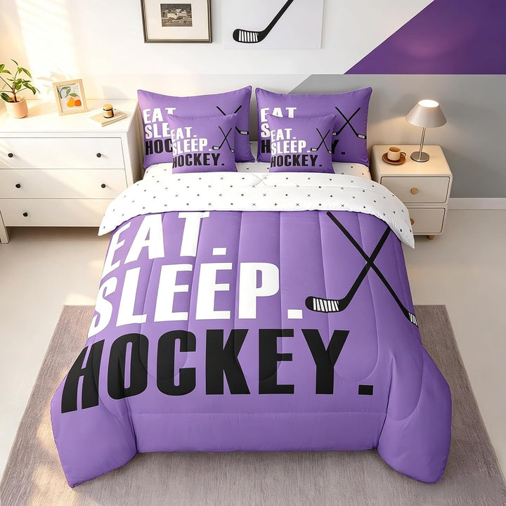 7-Piece Purple Hockey Bedding Set - Full - Just Closeouts Canada Inc.X004HSKVHJ
