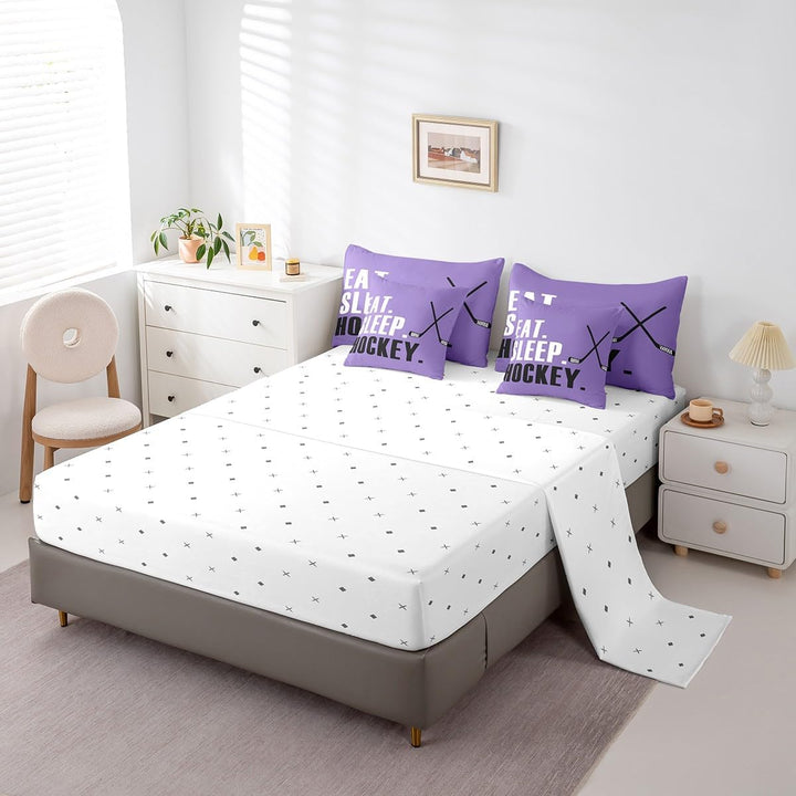 7-Piece Purple Hockey Bedding Set - Full - Just Closeouts Canada Inc.X004HSKVHJ