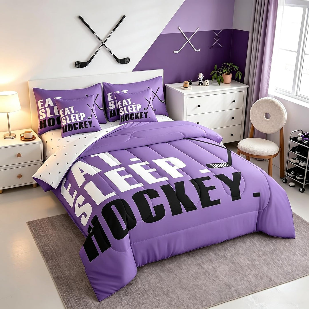 7-Piece Purple Hockey Bedding Set - Full - Just Closeouts Canada Inc.X004HSKVHJ