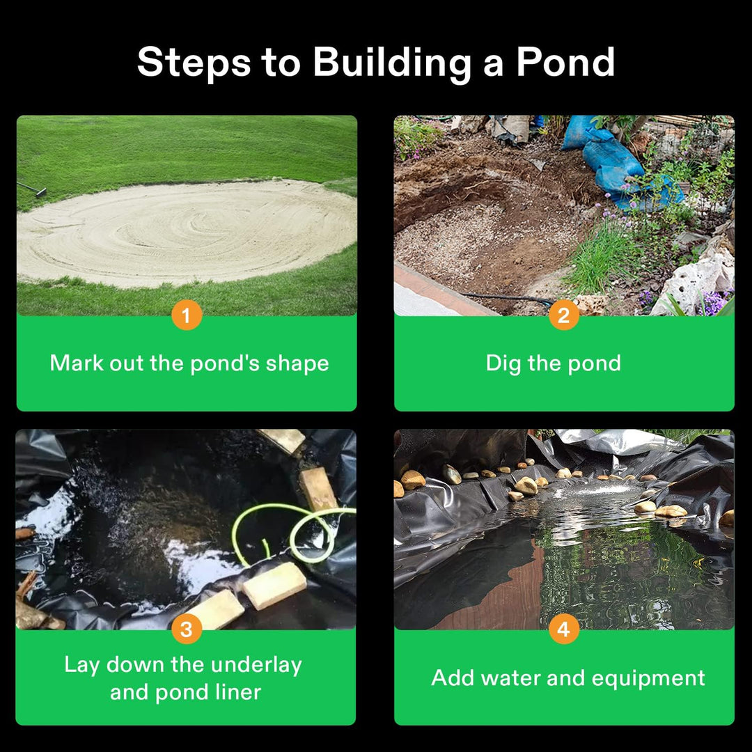 7 x 10 Feet Pond Liner, 14.5 Mil Durable LLDPE Pond Liners for Koi Ponds, Aquaculture and Water Gardens, Black - Just Closeouts Canada Inc.